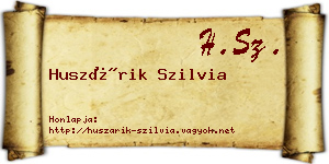 Huszárik Szilvia névjegykártya